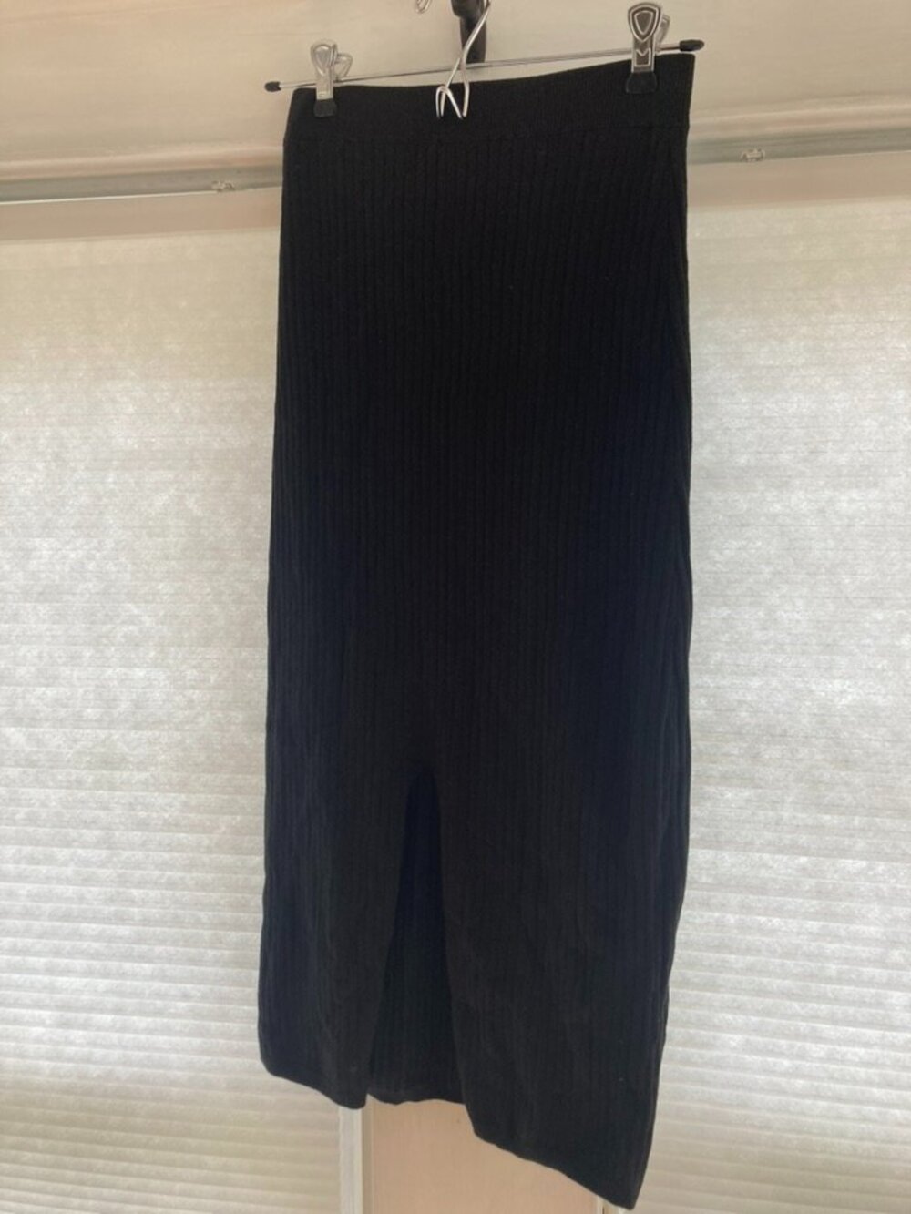 Free People Black Knit Skirt Long with Slit (Small)